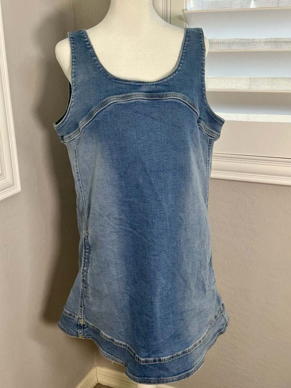 Anthropologie - Pilcro Denim Tank Top Size L Blue Cotton Sleeveless Zip Back